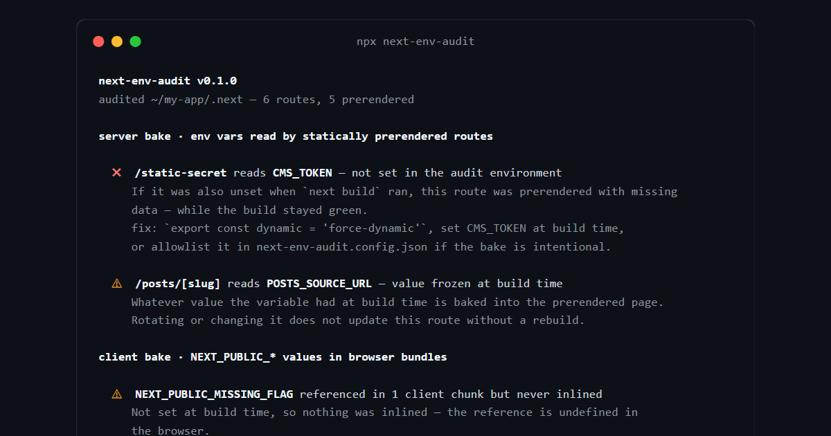Building next-env-audit: The Green Build That Shipped Empty Pages